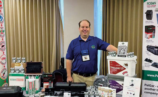 Andrej Branc, Americas business manager for PelGar International, highlights the company’s expanded line of rodent exclusion solutions, including flagship
Roban Barrier, along with PelGar’s proven stations
and Brigand WB (wax block) and Monark SB (soft bait) rodenticides.